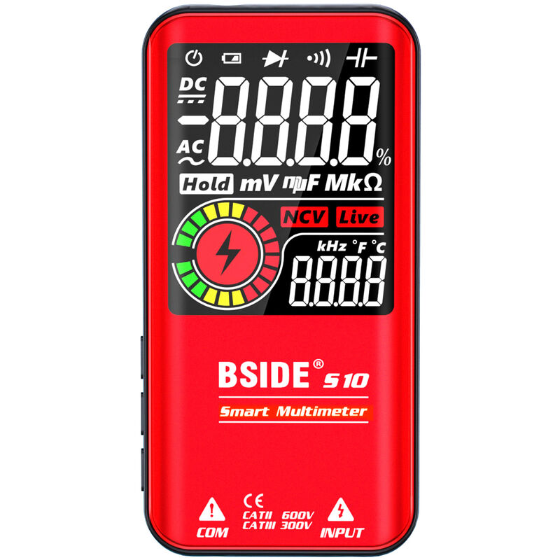 

S10 Multimetro inteligente de 9999 recuentos Pantalla LCD digital Voltimetro de CA / CC Prueba de ohmimetro Capacitancia Frecuencia Diodo Continuidad