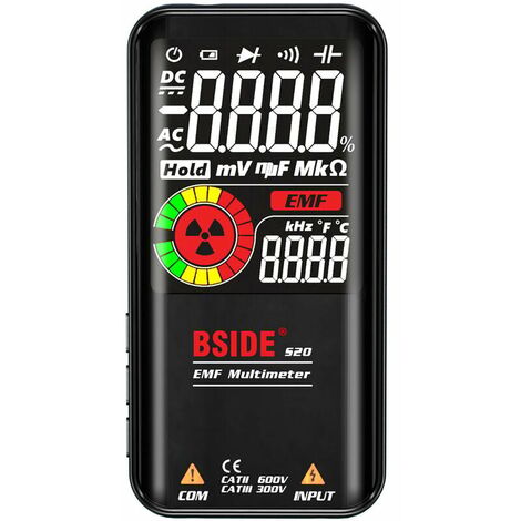 BSIDE S20 Smart EMF Multímetro Detector de radiación electromagnética Pantalla a color de 3,5 pulgadas 9999 Recuentos Rango automático Recargable Medidor universal Monitor de radiación Voltímetro CA/C
