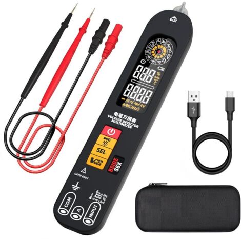 BSIDE S6X Rechargeable Digital Multimeter Pen Voltage Detector with Color ID Display, Automatic Current, Voltage, Ohm and Continuity Tester, Capacitance Tester, Diode, VFD, Hz, Electrical Cable