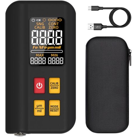 BSIDE T2X Jauge d'Épaisseur Numérique Rechargeable Appareil de Mesure de Peinture LCD Couleur 3 Résultats 0-1500µm Fe/NFe Multipoint Mini Testeur d'Épaisseur Automatique pour Voiture Bateau Métal