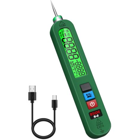 BSIDE Testeur de Tension Rechargeable Stylo Détecteur de Tension Sans Contact avec Grand Écran Mesure la Tension Sans Fil et la Température Ambiante Testeur de Fuite Électrique avec Lampe de Poche