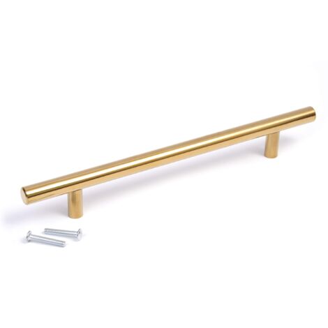 BSM Marketing Maniglia a T con finitura dorata, per cucina, camera da letto, bagno (1, 128 mm)