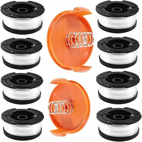 BSR Bobine Fil Coupe Bordure pour Black et Decker Coupe-Bordures, 8 Bobine de Fil Debroussailleuse avec 2 Couvercle de Bobine et 2 Ressort, Bobines A6481 A6485 Compatible avec Black et Decker Af-100