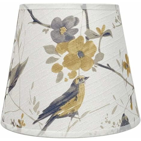 BSR Haut 6 x H 6,5 x Bas 8,5 pouces E27 Abat-jour de lampe de table fait main Abat-jour tambour Abat-jour oiseau
