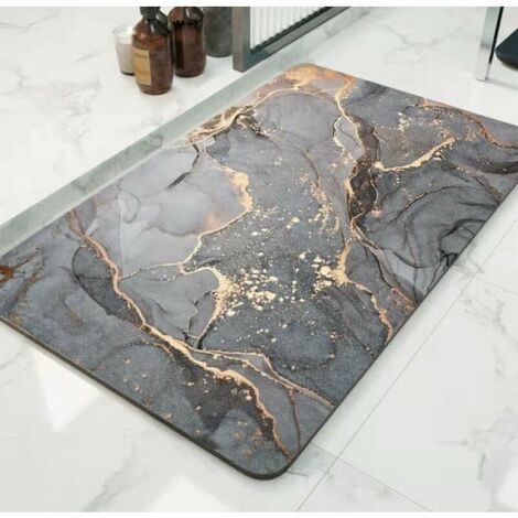 BSR Tapis de bain absorbant anti-dérapant BSR Tapis de bain en diatomite à séchage rapide Tapis de bain en diatomite lavable anti-moisissure 4 couches Tapis de bain durable et facile à nettoyer (40 ×