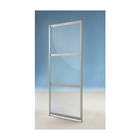 BST Stellwand - 3-teilige Optik, HxB 1900 x 985 mm - ESG-Glas matt Trennwand - Rahmenfarbe: silber eloxiert