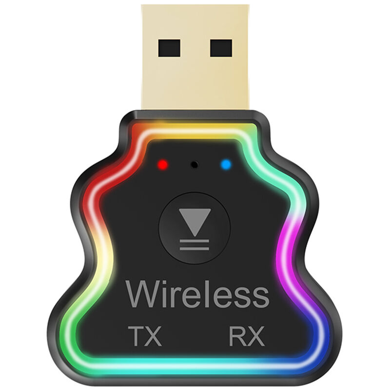 

BT 5.0 Transmisor Receptor Adaptador de audio portatil 2 en 1 Transceptor inalambrico Efecto de iluminacion RGB de baja latencia (conector de 3,5 mm