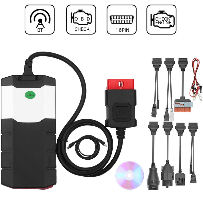 

BT C-D-P T-C-S Herramienta de diagnostico de errores de camion de automovil, con 8 cables de automovil, lector de codigo de automovil O-B-D 2