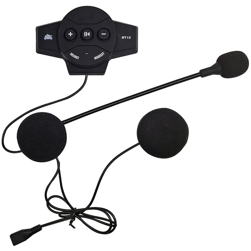 

BT10 Auricular inalambrico BT4.2 Recargable Llamada de voz Musica Telefono manos libres Casco de motocicleta Auriculares, Negro