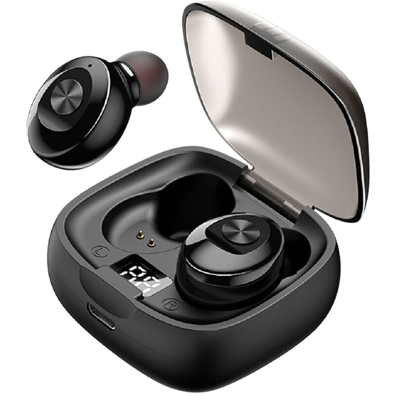 

BT5.0 Auriculares inalambricos Auriculares Pantalla de alimentacion digital Mini auriculares biauriculares deportivos, Negro