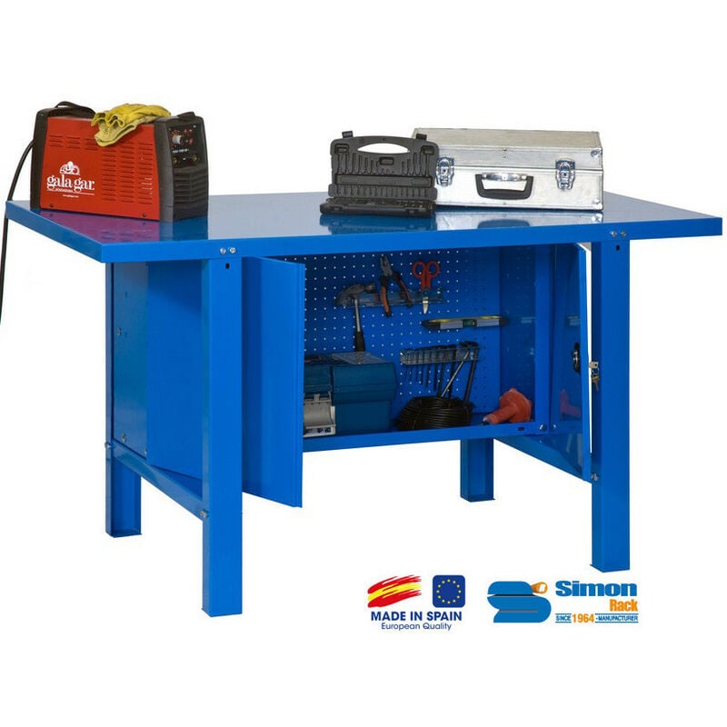 Simon Rack - Kit Etabli avec un verrou 830x1500x730mm Charge 800 Kg - BT-6 metal locker 1500 bleu