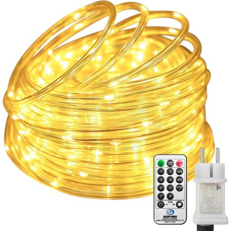 btfarm Guirlande lumineuse d'extérieur avec télécommande, 10 m, 100 LED, pour l'extérieur, avec minuterie, tube lumineux extérieur avec prise, IP65 étanche, guirlande lumineuse d'extérieur à intensité