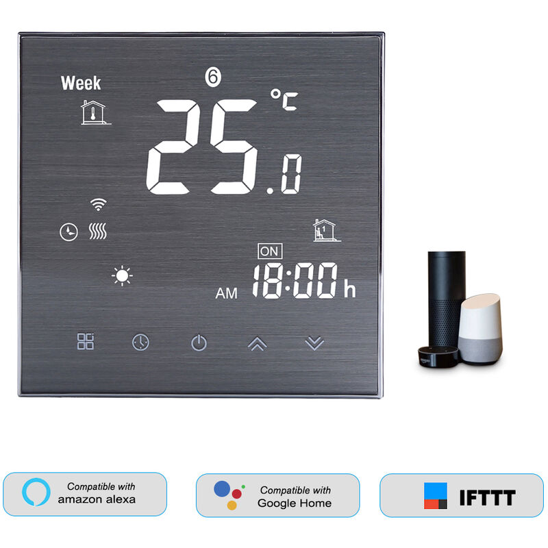 Thermostat intelligent WiFi pour chauffage de l'eau, contrôleur de température numérique, grand écran lcd, bouton tactile, compatible avec Amazon