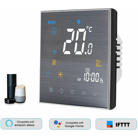 BTH-3000L-GALW Termostato inteligente WiFi para calentar agua Controlador de temperatura digital Pantalla LCD grande Botón táctil Control de voz Compatible con Amazon Echo/Google Home/Tmall G