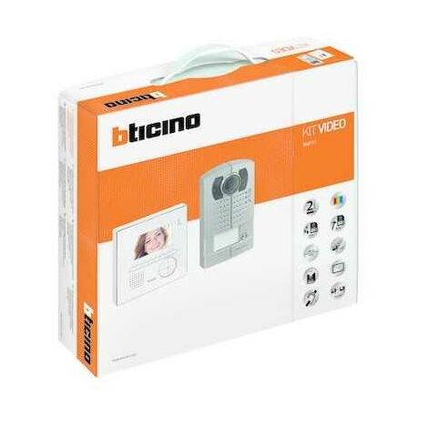 Bticino – 366711 Kit vidéophone monofamilial – Interphone vidéo couleur grand angle – Platine de rue IK10 avec caméra – Installation murale