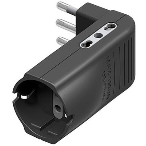 Bticino Adaptador de esquina 2 tomas de corriente de dos vías 1 toma de corriente alemana y un enchufe antracita de 16A S3616GE