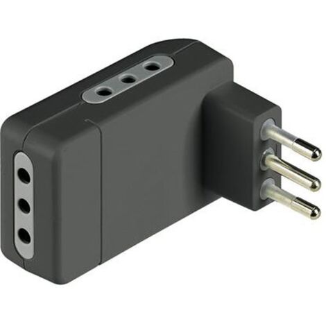 Bticino adaptador de esquina que ahorra espacio 3 tomas de corriente de 10A y enchufe de 10A antracita S3605GE