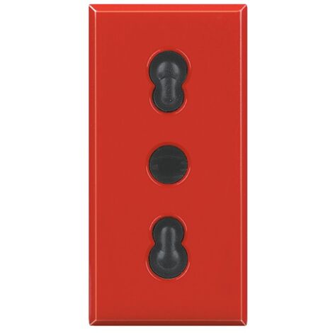 Bticino Axolute Prise Double Pas 10/16A  Rouge H4180