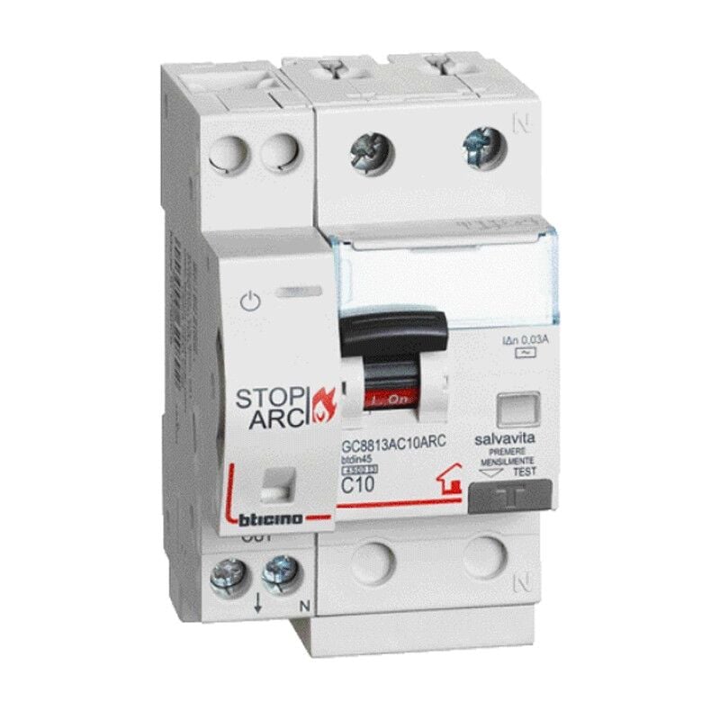 Btdin stop arc avec différentiel 10A 1P+N 4500A 0,03 GC8813AC10ARC - Bticino
