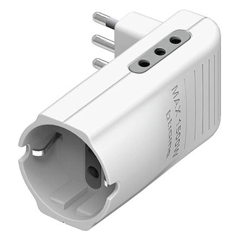 Bticino Eckadapter 2 10A Steckdosen 1 deutsche Steckdose und 10A Stecker weiß S3615DE