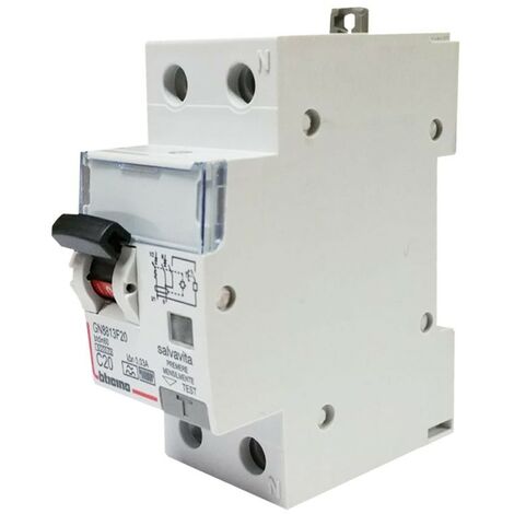 Bticino Fehlerstrom-Schutzschalter 20A 1P+N 30mA F 6KA 2M GN8813F20