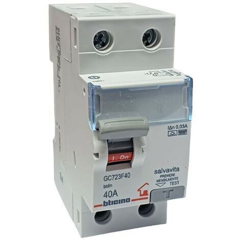 Bticino Fehlerstrom-Schutzschalter 40A 2P 30 MA F 2 Module GC723F40