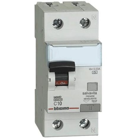 BTicino GN8813A10 Differentialschutzschalter BTDIN60 1P+N Typ A 10A