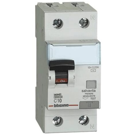 BTicino GN8813AC10 Differentialschutzschalter BTDIN60 1P+N AC Typ 10A