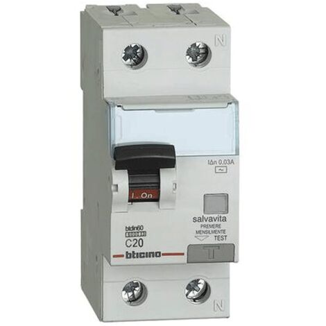 BTicino GN8813AC20 Differentialschutzschalter BTDIN60 1P+N AC Typ 20A