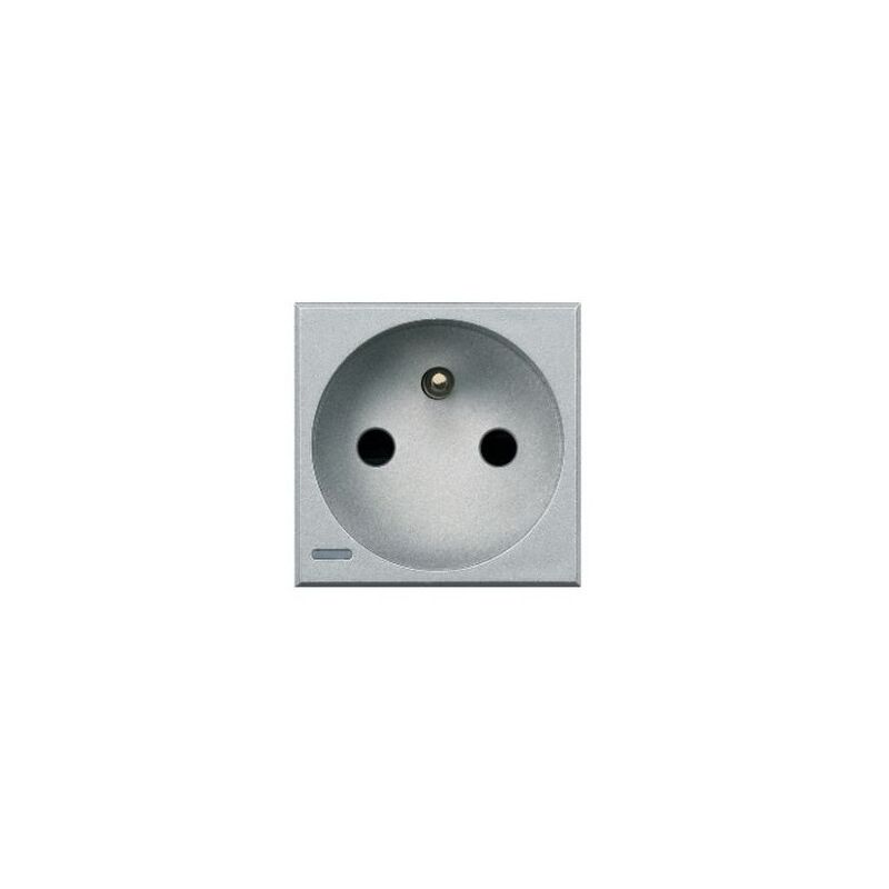 Bticino - HC4142 - 2P+E Axolute 16A socket with eclipse screw connection - aluminum - 2 Modules