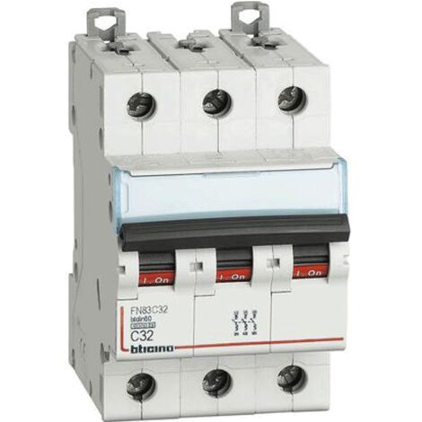 Bticino interrupteur magnétothermique 3 pôles 32A courbe C 6 ka FN83C32