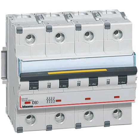 Bticino interrupteur magnétothermique -4P D 80A 16kA 6 modules FT84D80
