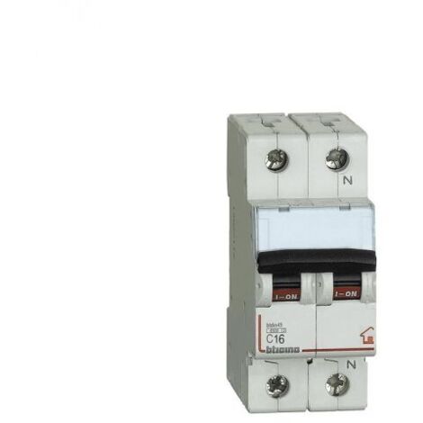 Bticino Interruttore magnetotermico 1P+N curva C - 4,5kA - 2 moduli DIN 230V - FC810NC16