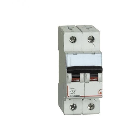 Bticino Interruttore magnetotermico 1P+N curva C - 4,5kA - 2 moduli DIN 230V - FC810NC20