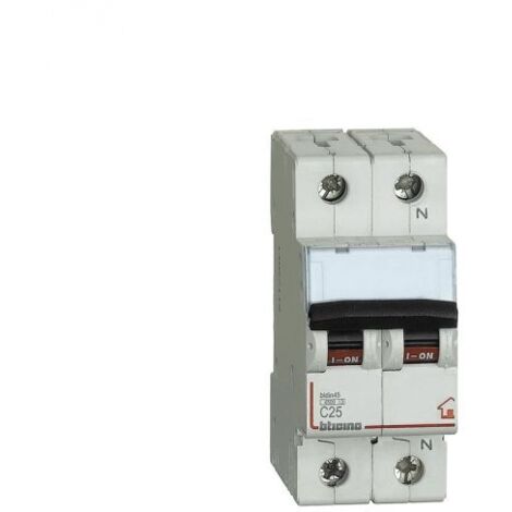 Bticino Interruttore magnetotermico 1P+N curva C - 4,5kA - 2 moduli DIN 230V - FC810NC25