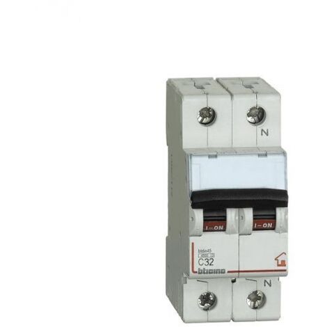 Bticino Interruttore magnetotermico 1P+N curva C - 4,5kA - 2 moduli DIN 230V - FC810NC32