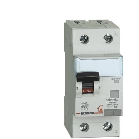 Bticino Interruttore magnetotermico differenziale 20A 1P+N tipo AC - GC8813AC20