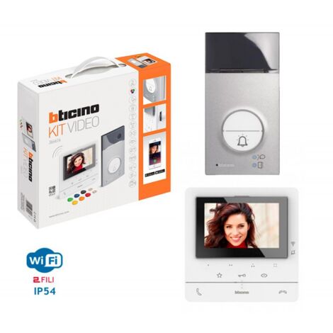 TEGUI BTICINO KIT VIVAVOCE CON VIDEOCITOFONO 5" WI-FI 364614 BIANCO/ARGENTO