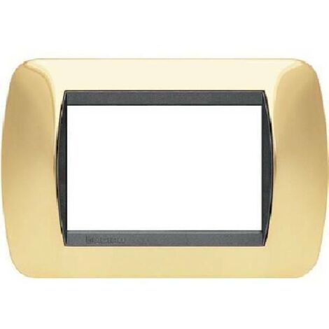 Bticino Living International placa 3 módulos oro brillante L4803OR