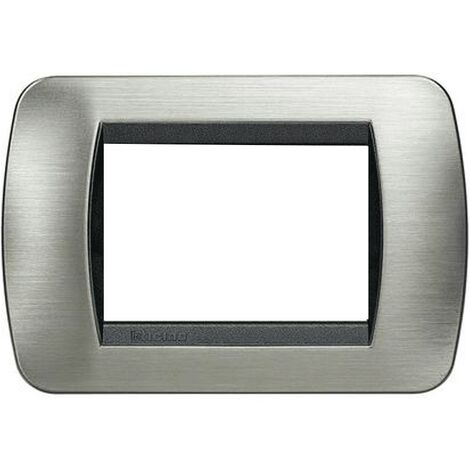 Bticino Living International plaque 3 modules acier brossé L4803ACS