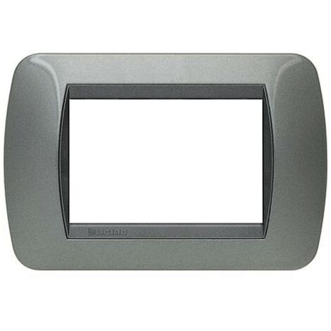 Bticino Living International plaque 3 modules acier foncé L4803AC