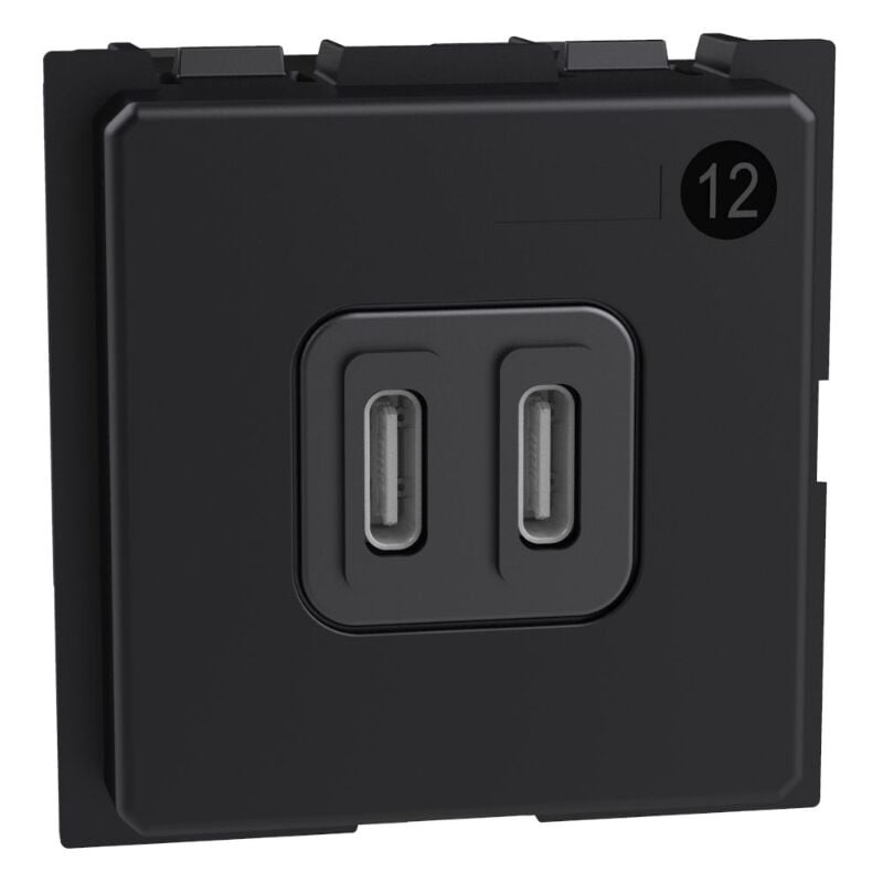 Living now prises usb-c 2x30w 2 modules noir - k4293cc - Bticino