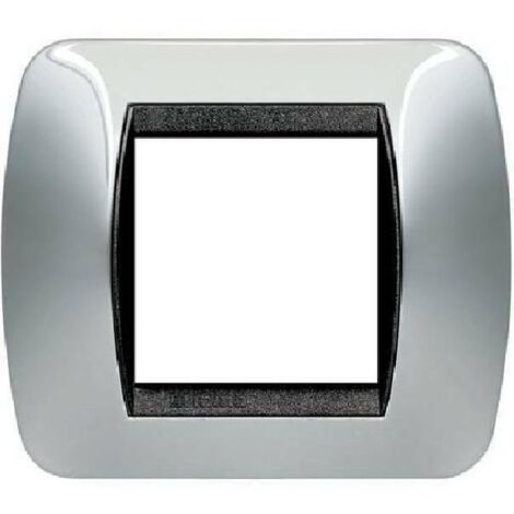 Bticino livinglight placca 2 moduli colore titanio cornice nera l4802tc
