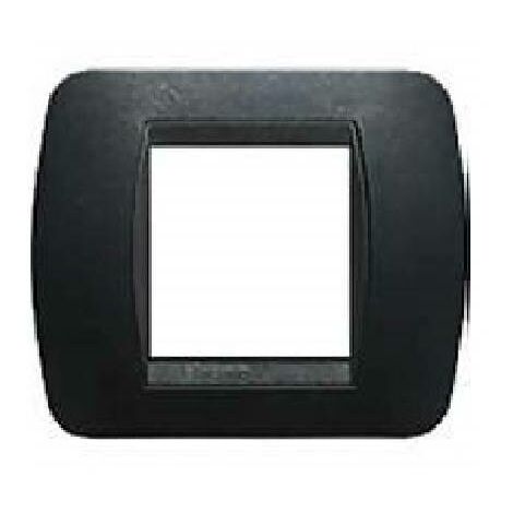 Bticino livinglight placca 2 moduli plastica colore acciaio scuro cornice nera l4802pa