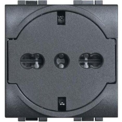 Bticino livinglight presa flat standard 2 poli + terra 16a colore antracite l4140/16f