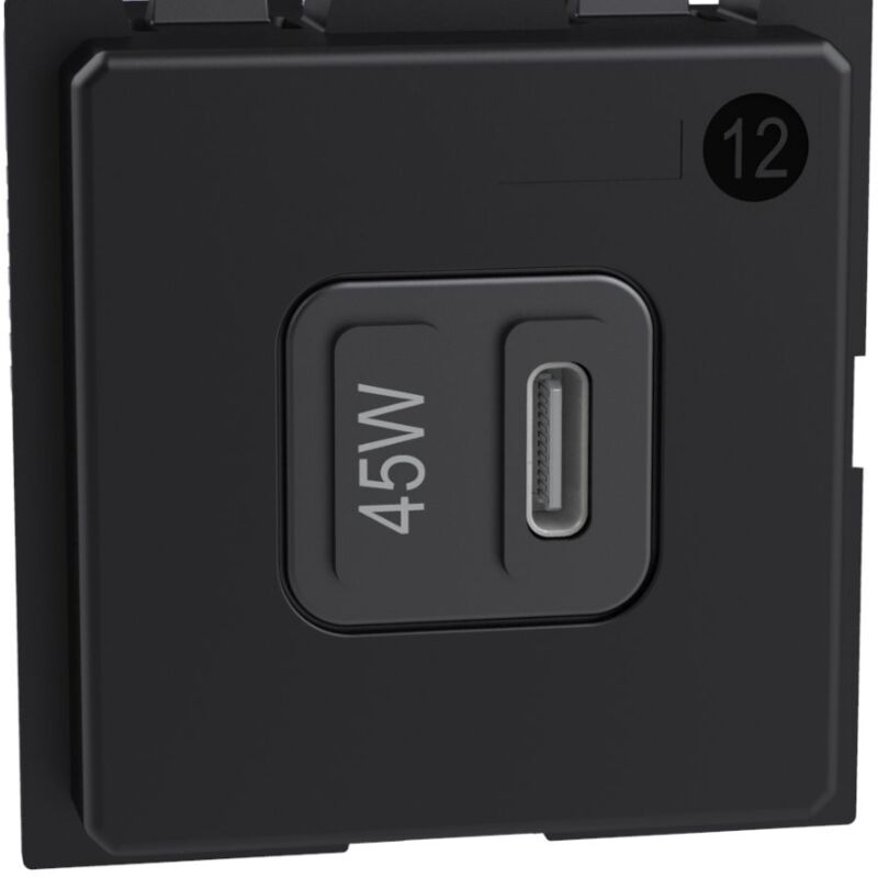 Livingnow prise usb-c 45w 2 modules noir k4288c2 - k4294c - Bticino