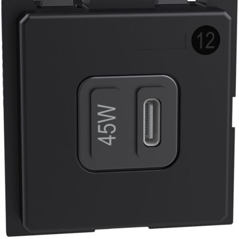 Bticino livingnow toma usb-c 45w 2 módulos negro k4288c2 - k4294c