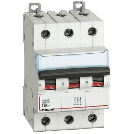 Bticino LS-Schalter 63A 3 Pole 6KA Kurve D 3 Module FN83D63