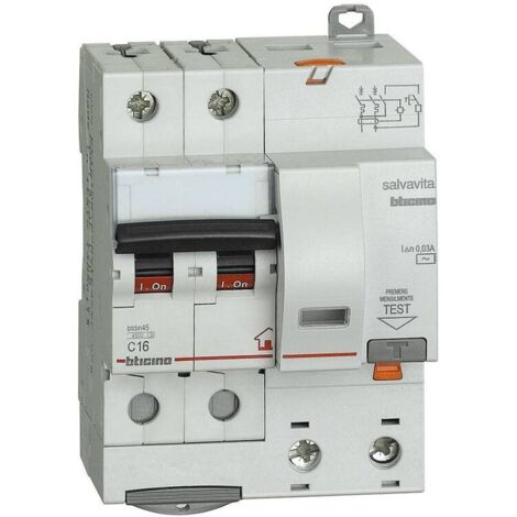 Bticino magnetotérmico diferencial 16A 2P AC 4,5 kA GC8230AC16