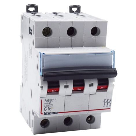 Bticino magnétothermique 3 pôles16A courbe C 4.5 kA FA83C16